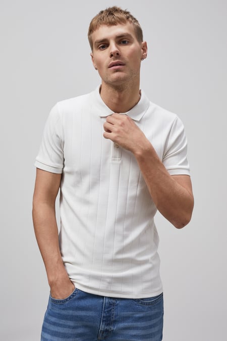 White Enorsia Muscle Ribbed Polo Shirt