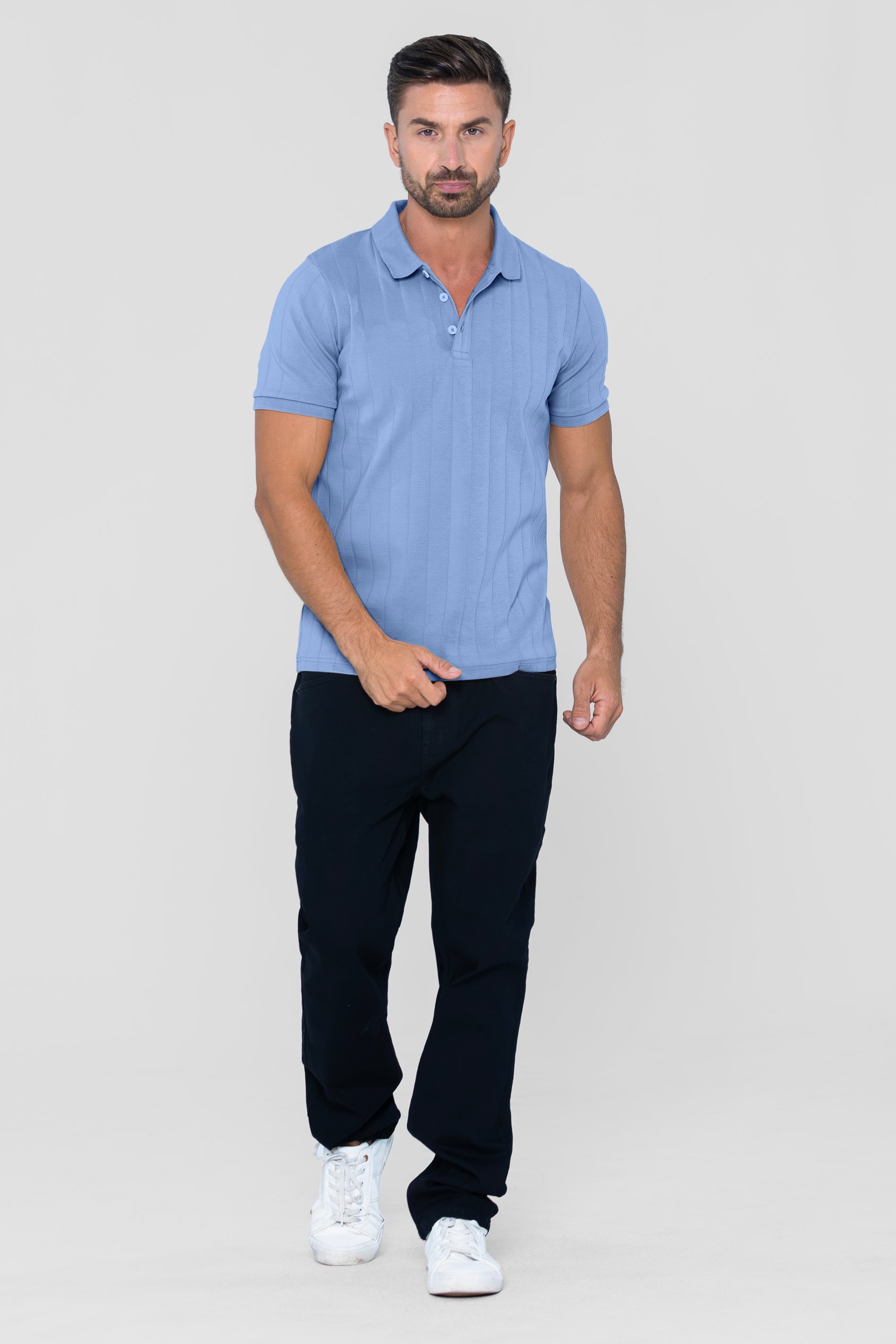 Enorsia Muscle Ribbed Polo Shirt