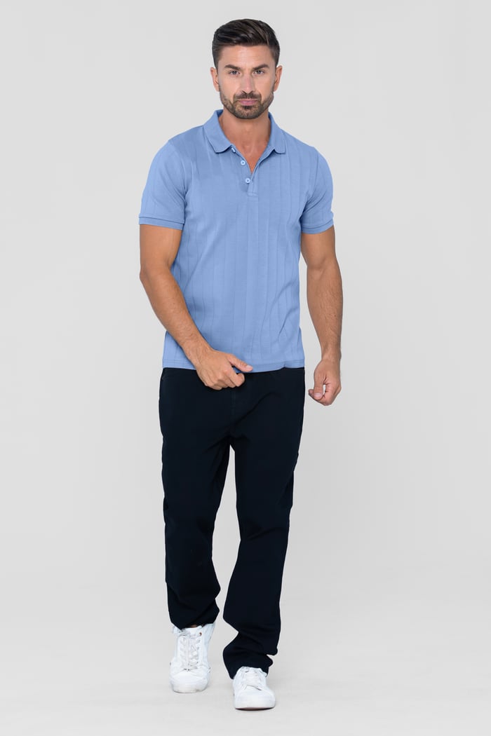 Enorsia Muscle Ribbed Polo Shirt