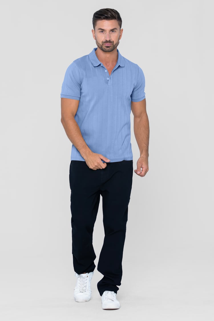 Enorsia Muscle Ribbed Polo Shirt