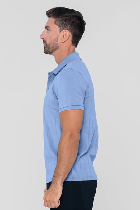 Blue Enorsia Muscle Ribbed Polo Shirt