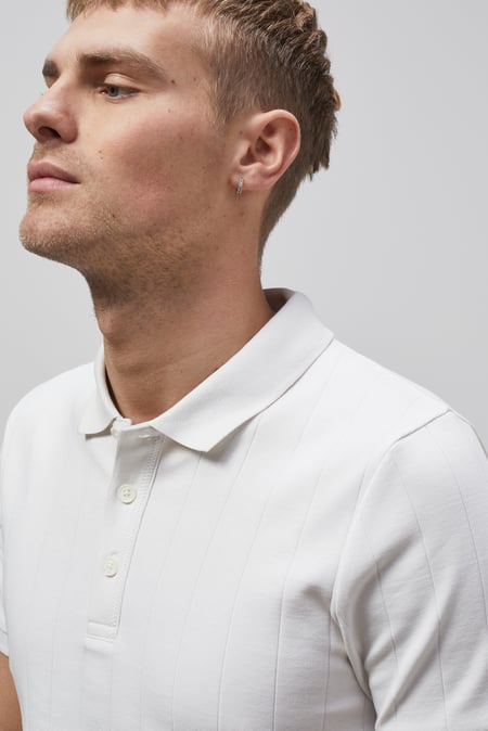 White Enorsia Muscle Ribbed Polo Shirt