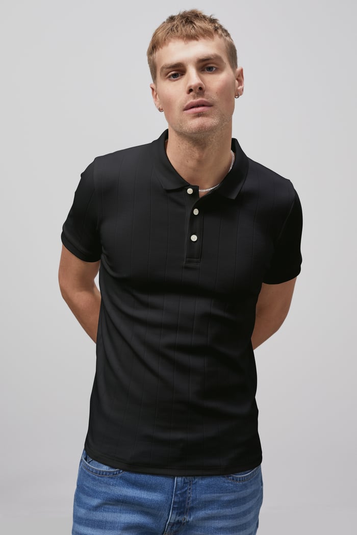 Enorsia Muscle Ribbed Polo Shirt