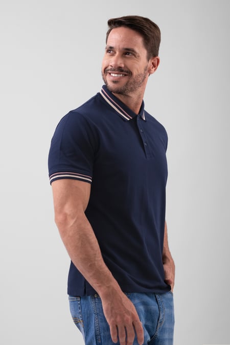 Grey Red/Pink Tipped Polo Shirt