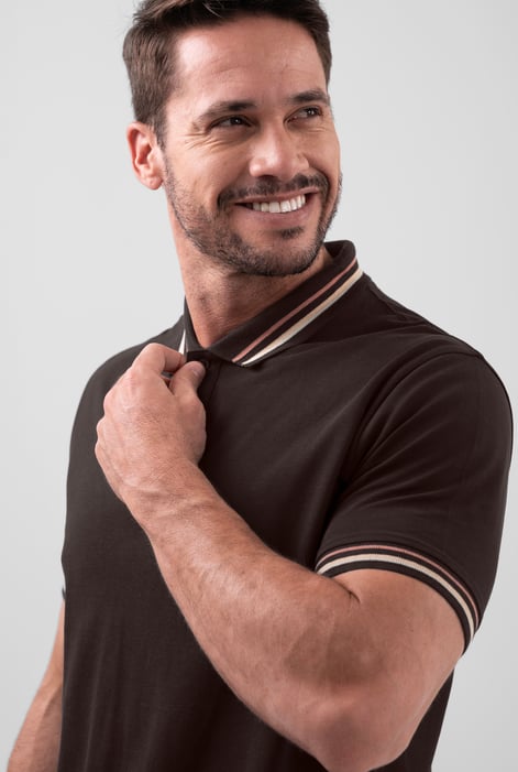 Brown Red/Pink Tipped Polo Shirt