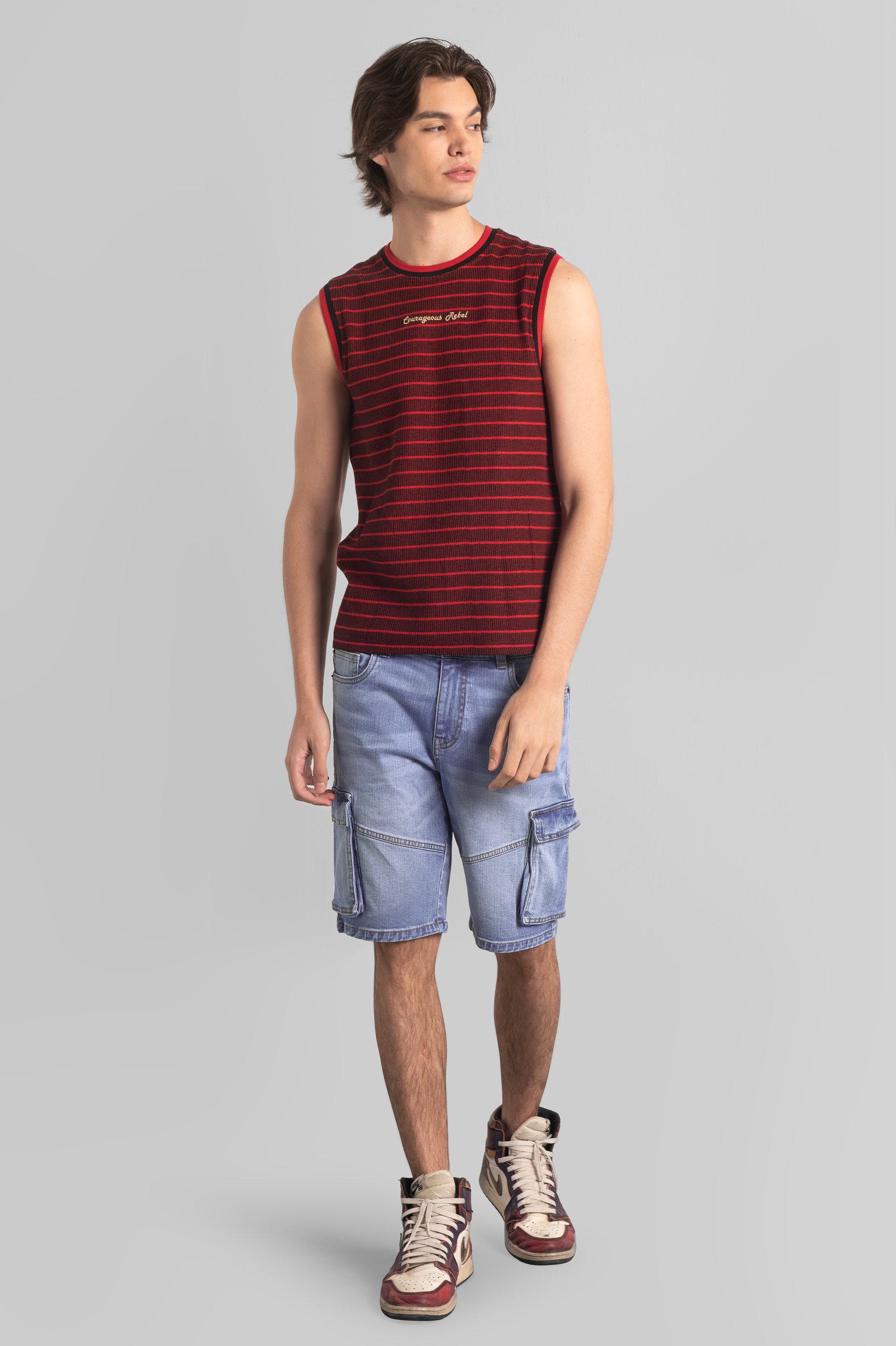 Mens Blue Denim Cargo Shorts