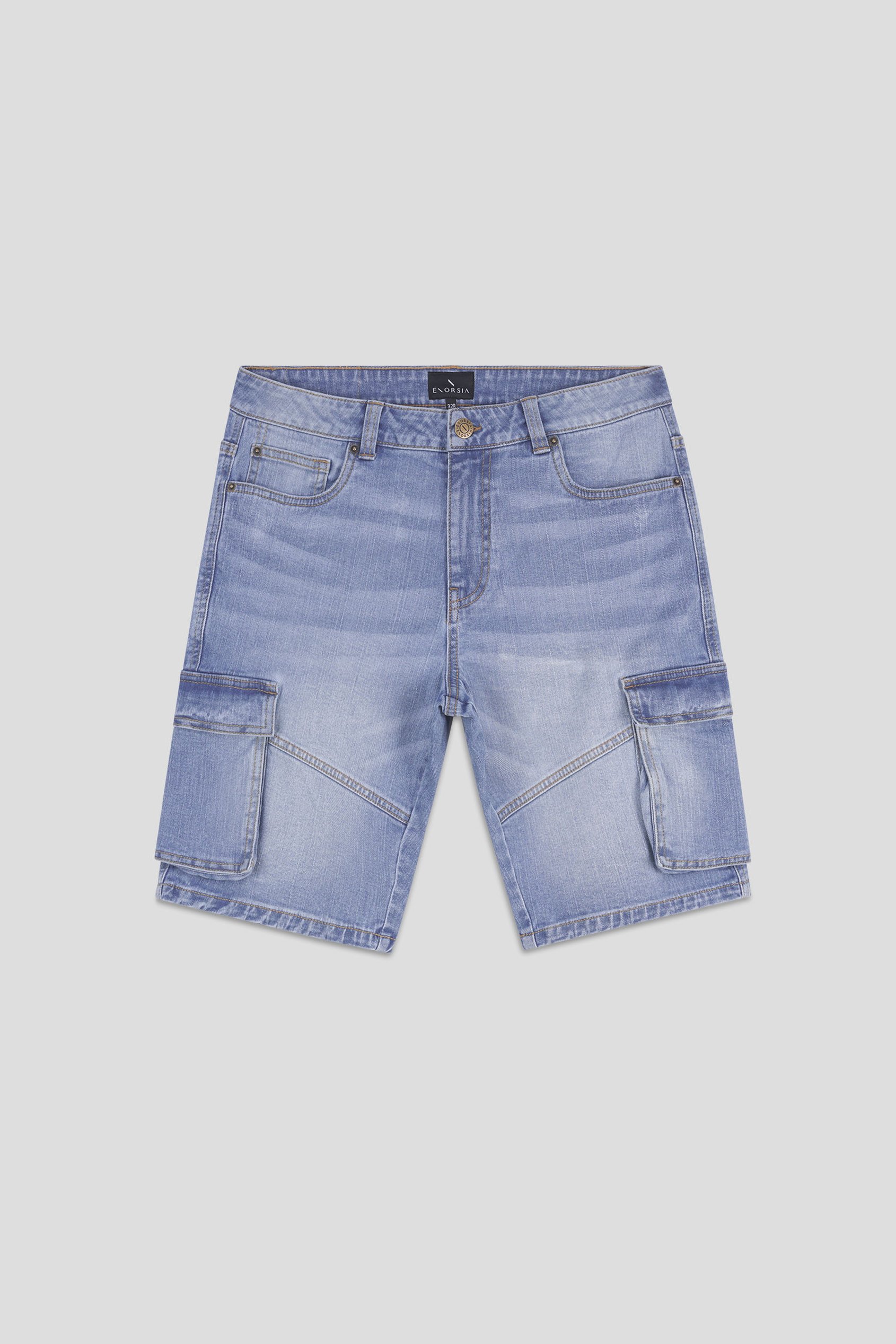 Mens Blue Denim Cargo Shorts
