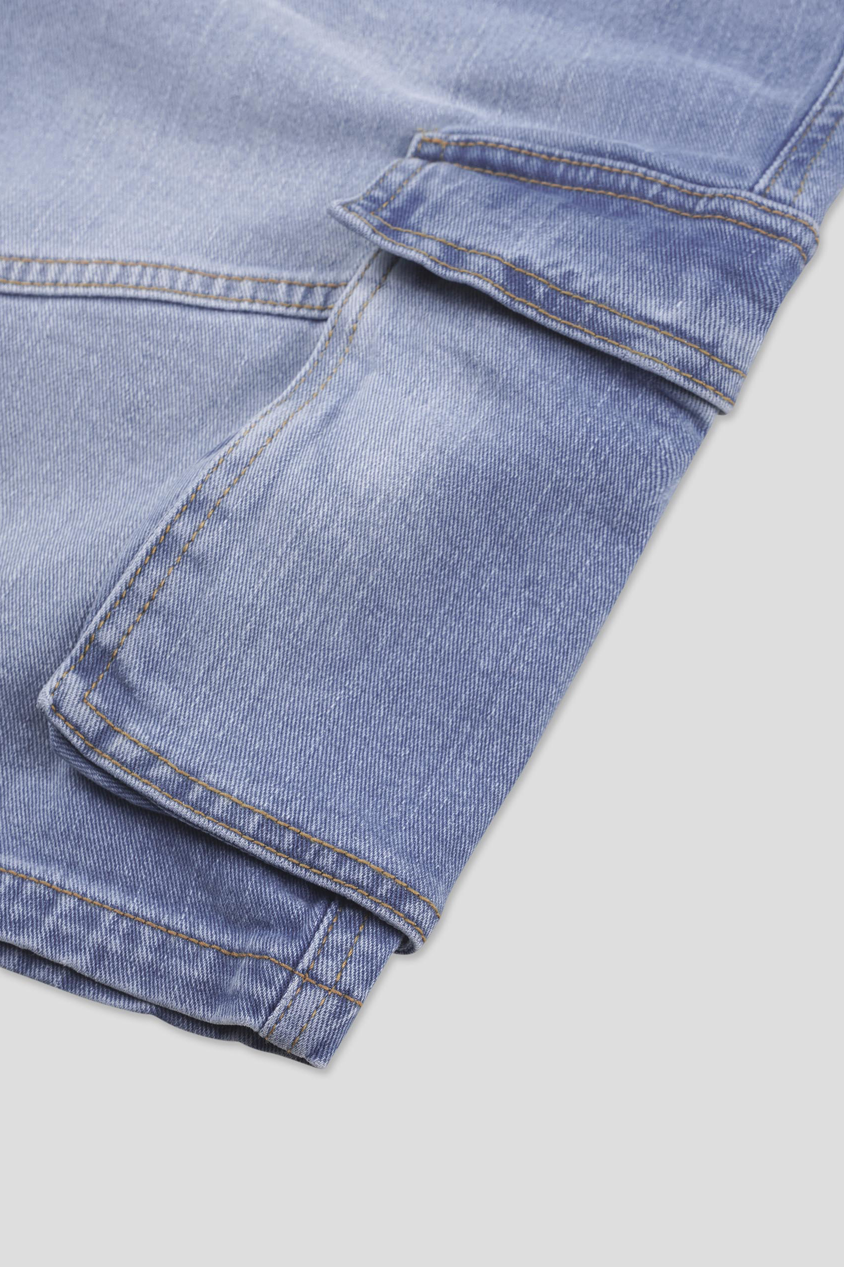 Mens Blue Denim Cargo Shorts