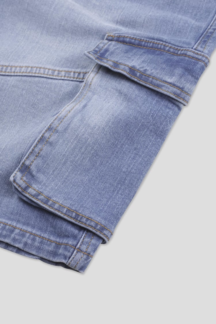 Mens Blue Denim Cargo Shorts