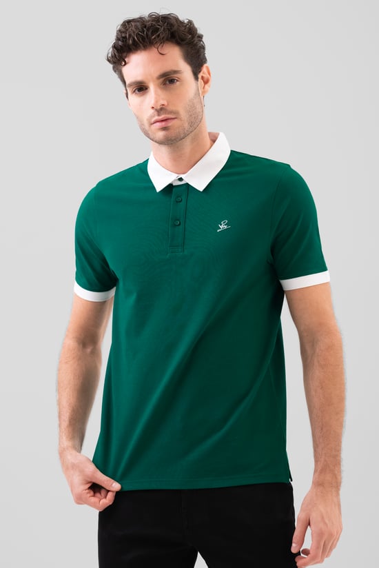 Mens Oxford Collar Pique Polo Shirt