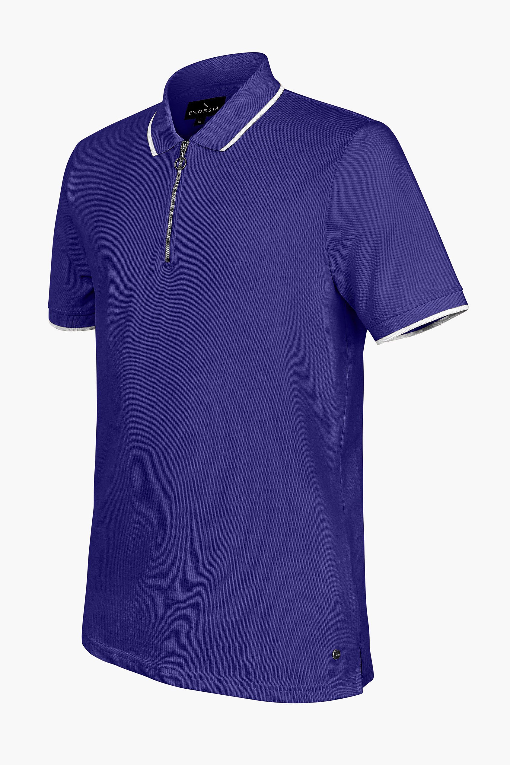 Tipped Collar Short Sleeves Zip Polo Shirt