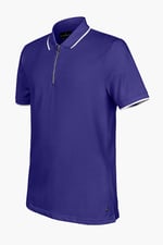 Tipped Collar Short Sleeves Zip Polo Shirt
