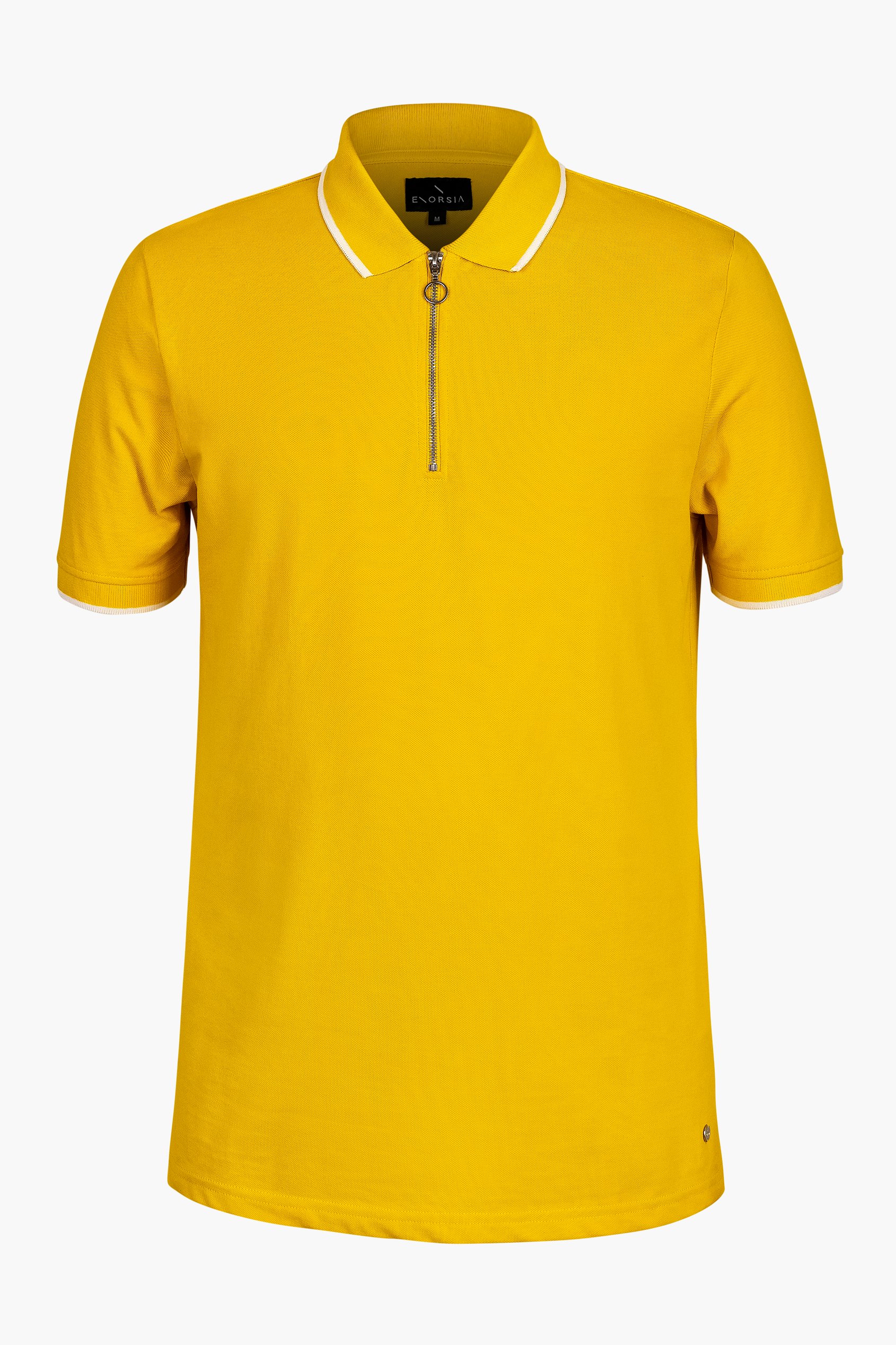 Tipped Collar Short Sleeves Zip Polo Shirt