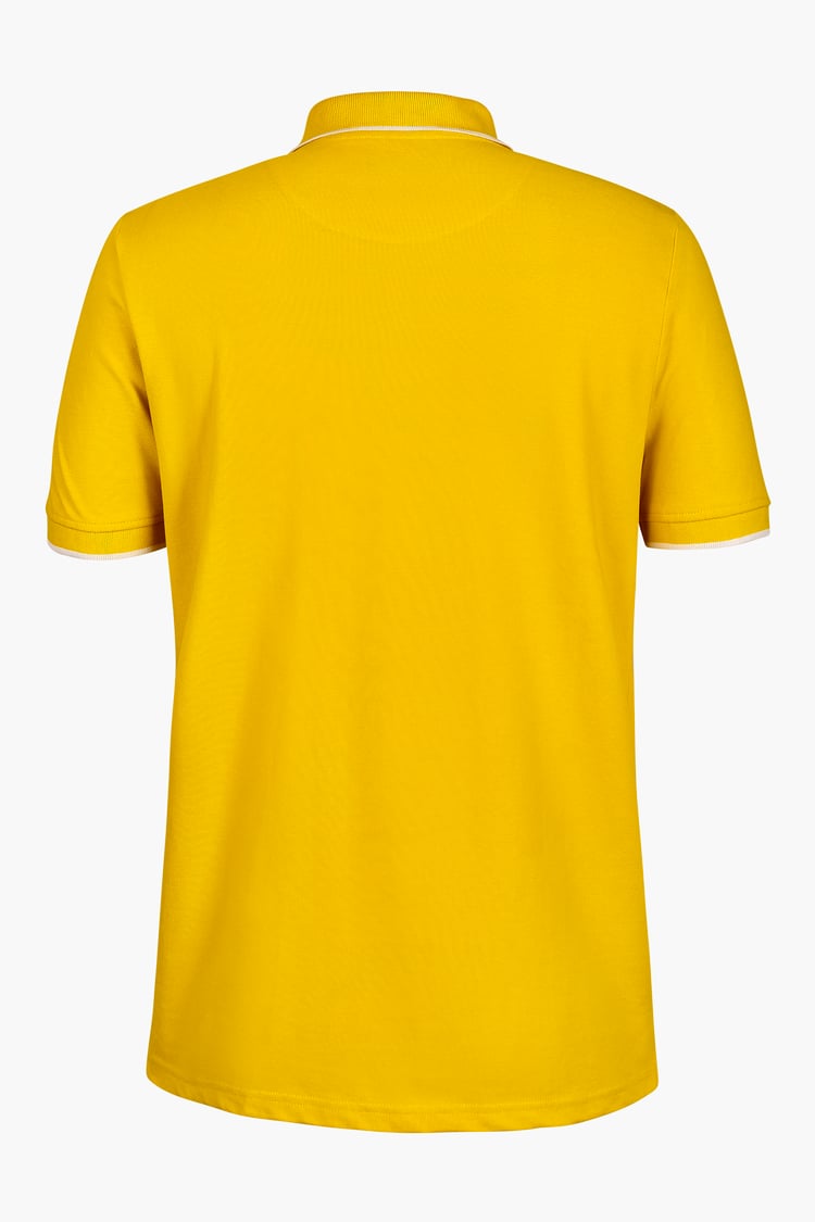 Tipped Collar Short Sleeves Zip Polo Shirt