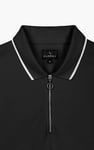 Tipped Collar Short Sleeves Zip Polo Shirt