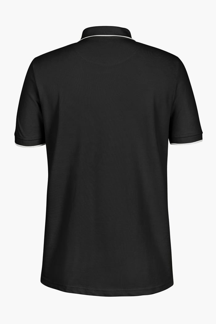 Tipped Collar Short Sleeves Zip Polo Shirt