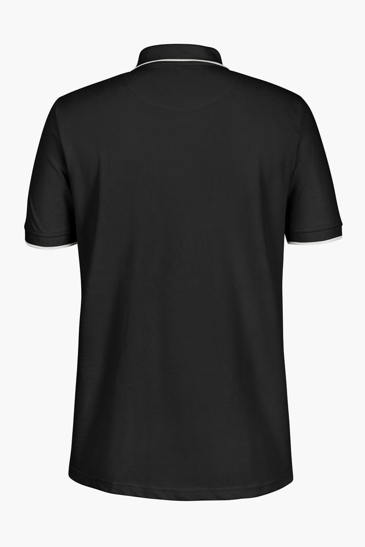 Tipped Collar Short Sleeves Zip Polo Shirt