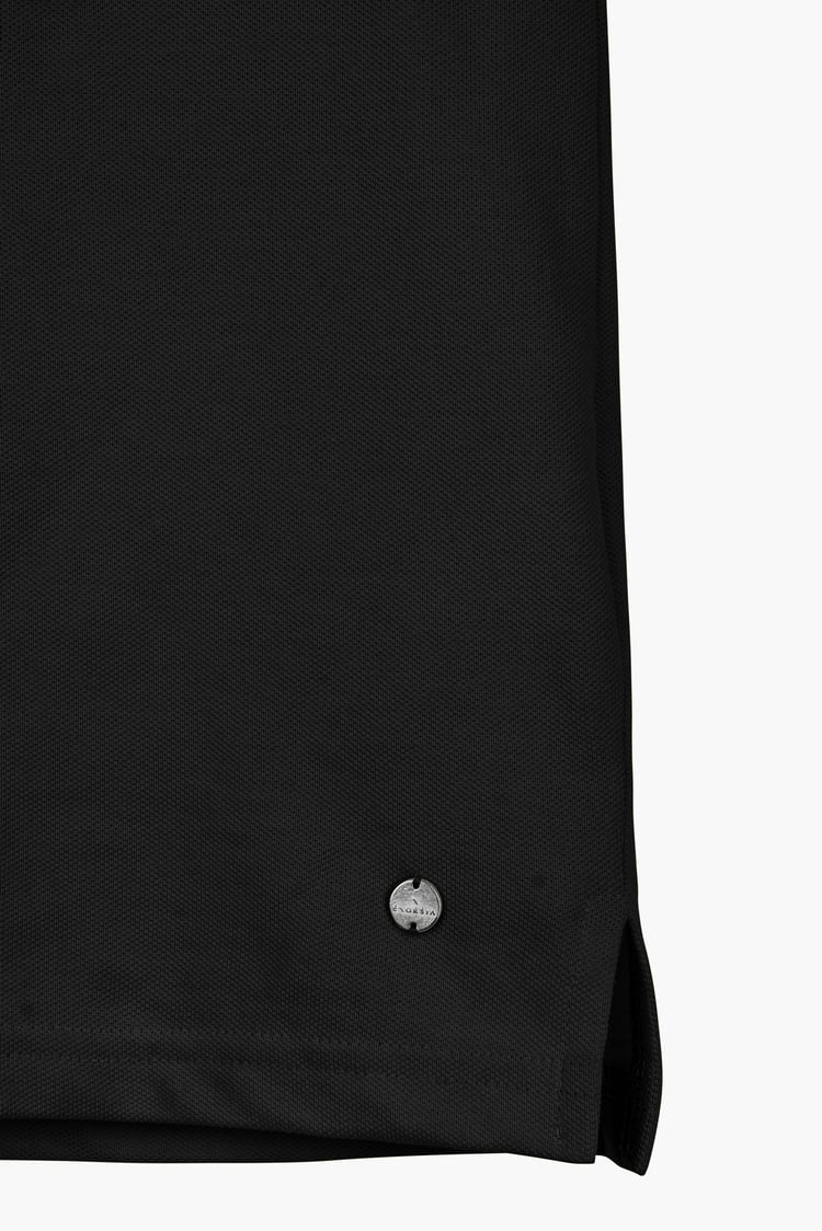 Tipped Collar Short Sleeves Zip Polo Shirt