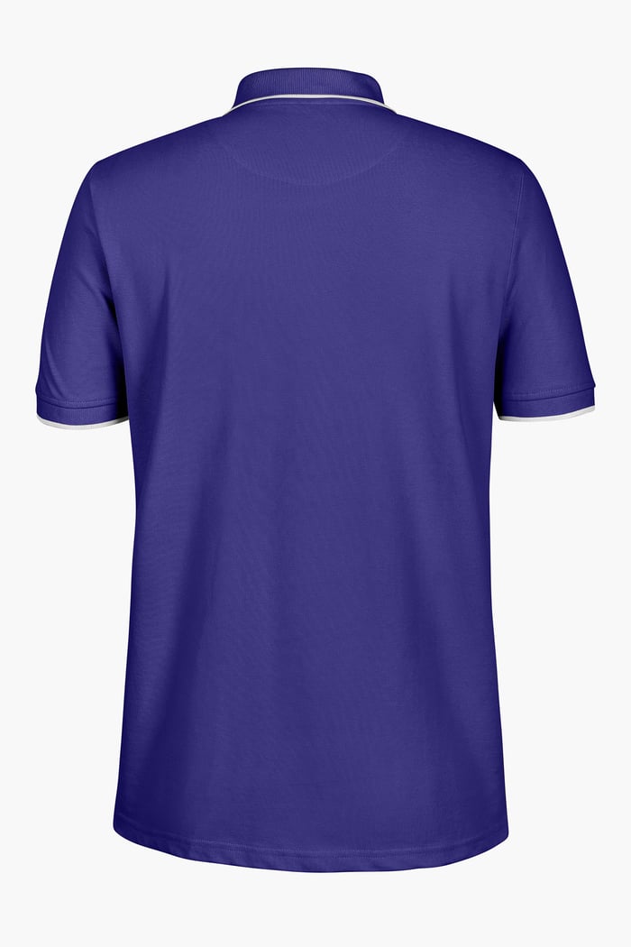 Tipped Collar Short Sleeves Zip Polo Shirt