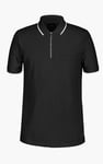 Tipped Collar Short Sleeves Zip Polo Shirt