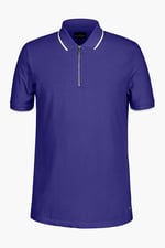 Tipped Collar Short Sleeves Zip Polo Shirt