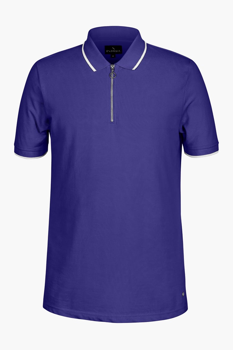 Tipped Collar Short Sleeves Zip Polo Shirt