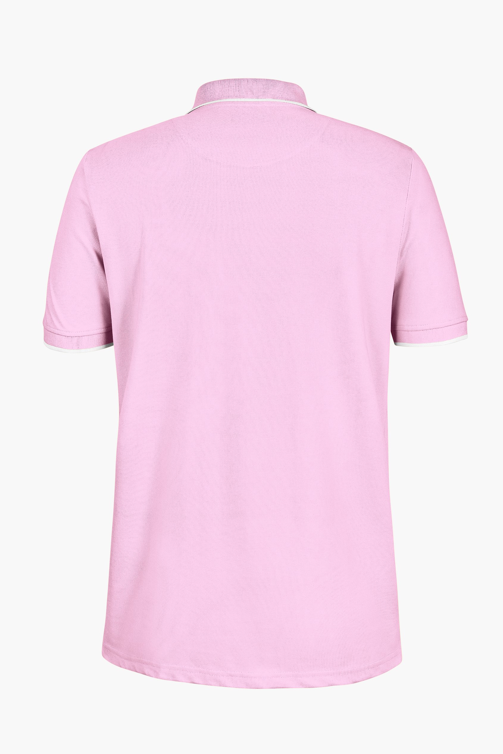 Tipped Collar Short Sleeves Zip Polo Shirt