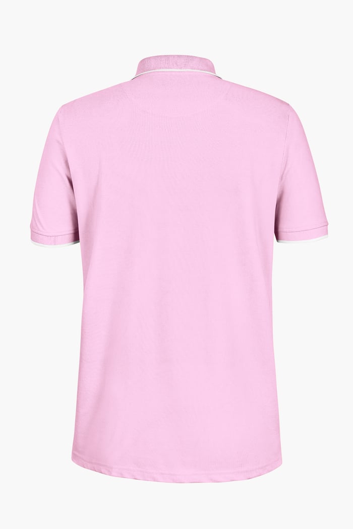 Tipped Collar Short Sleeves Zip Polo Shirt