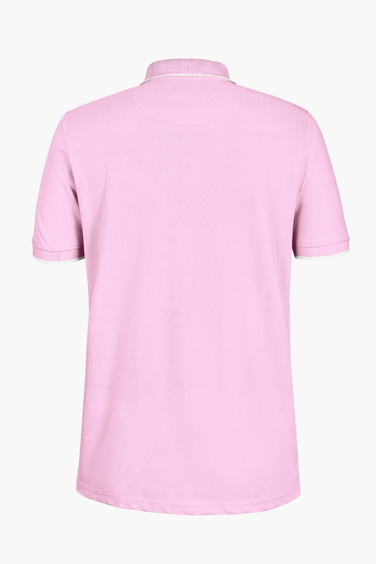 Tipped Collar Short Sleeves Zip Polo Shirt