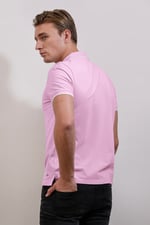 Tipped Collar Short Sleeves Zip Polo Shirt