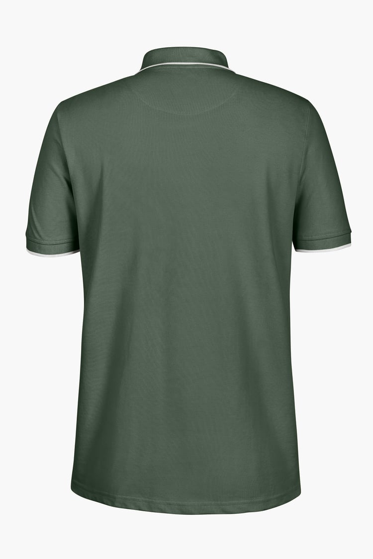 Tipped Collar Short Sleeves Zip Polo Shirt