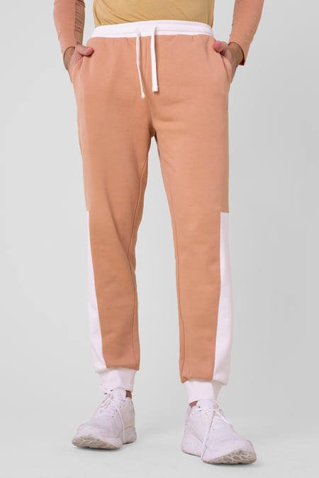 Mens White Colour Block Jogger