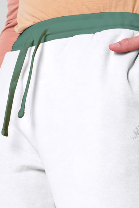 Mens White Colour Block Jogger