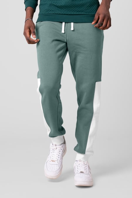 Mens White Colour Block Jogger