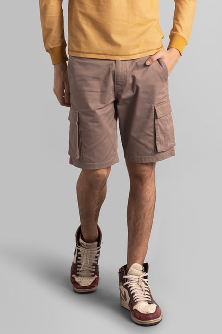 Mens Brown Cargo Utility Shorts