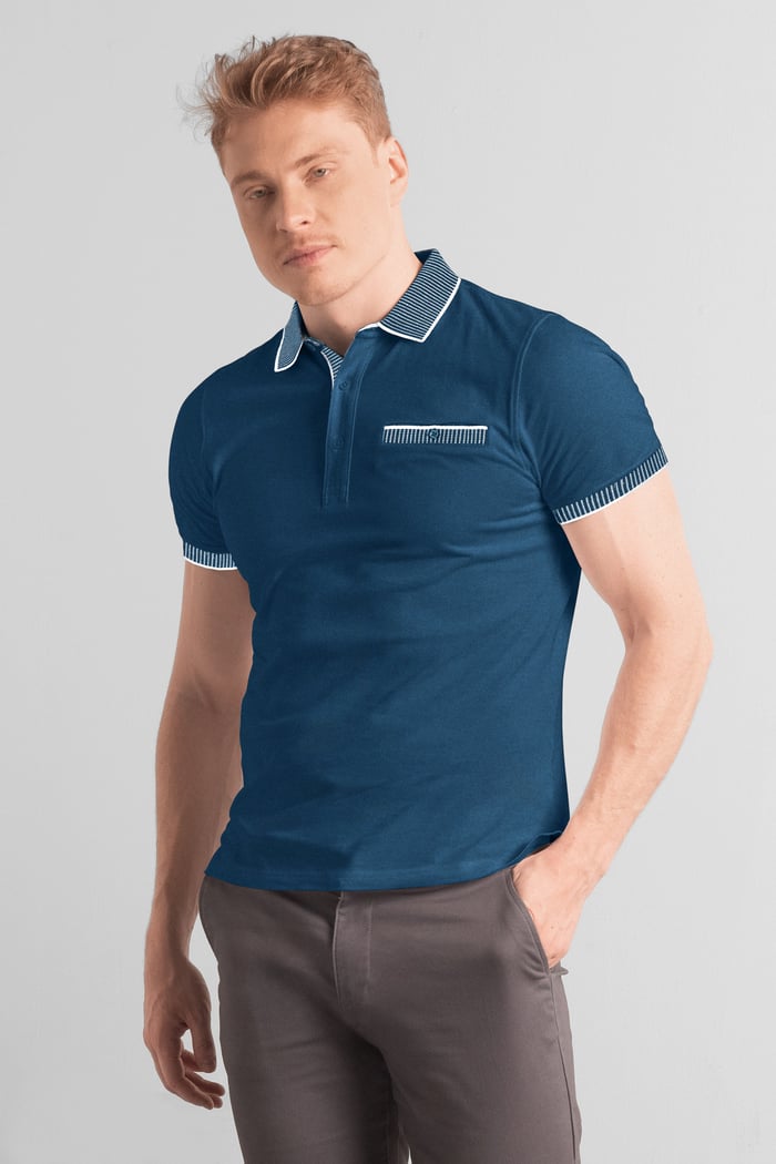Men's Bird Eye Collar Polo Shirt