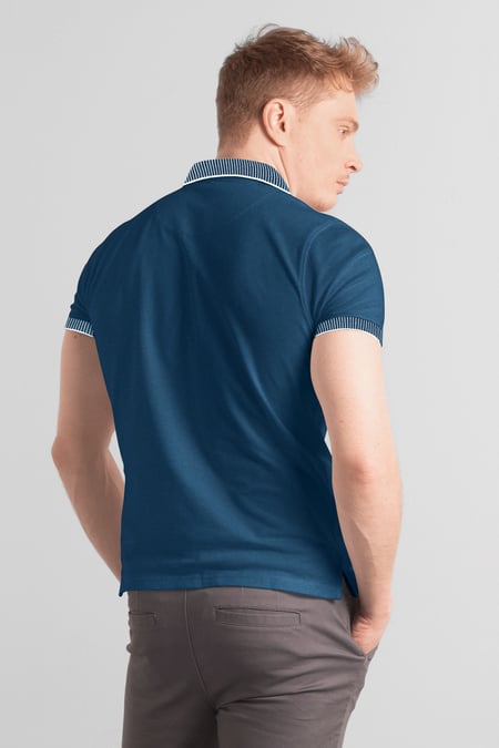 Men's Green Bird Eye Collar Polo Shirt