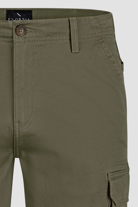 Men's Olive Stretch Cotton Cargo Shorts