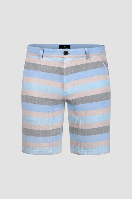 Men's Multicoloured Textured Striped Chino Short