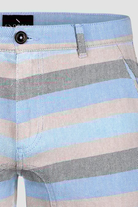 Men's Multicoloured Textured Striped Chino Short