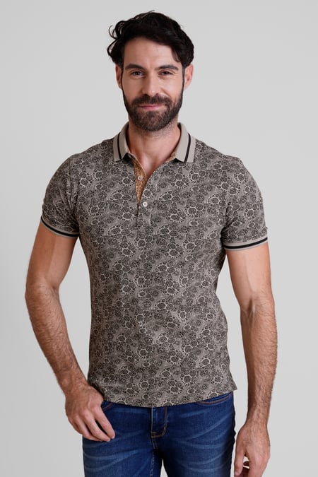 Brown Turtle Shell Inspired Short Sleeves Polo Shirt