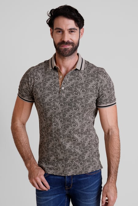 Brown Turtle Shell Inspired Short Sleeves Polo Shirt