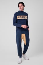 Mens Fleece Joggers With Contrast Panels