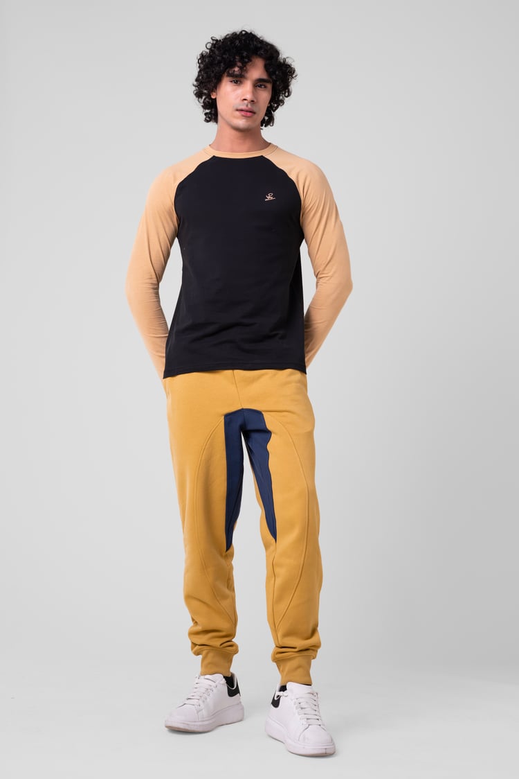 Mens Fleece Joggers With Contrast Panels