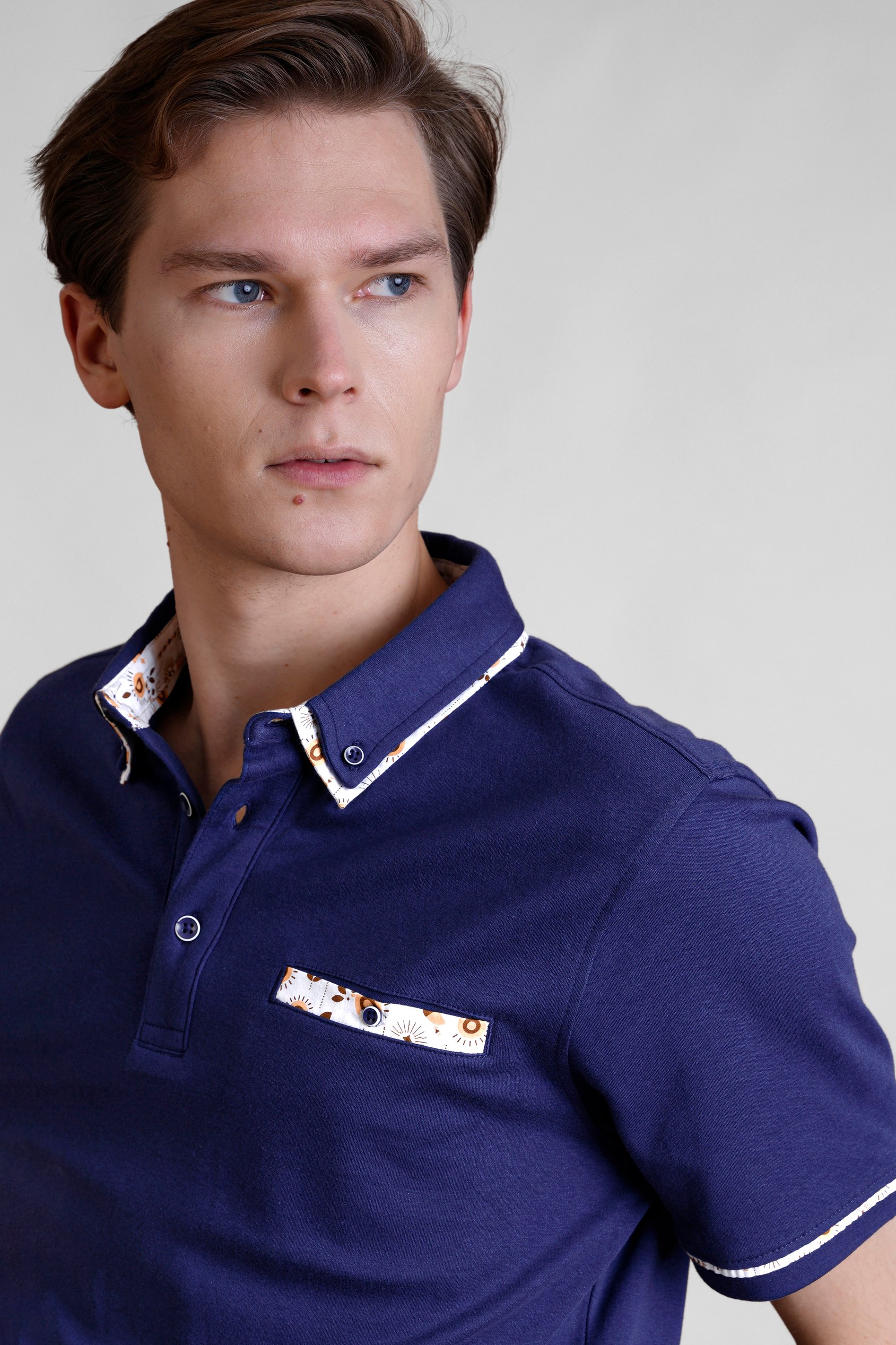 Contrast Double layer collar  Short Sleeves Polo Shirt