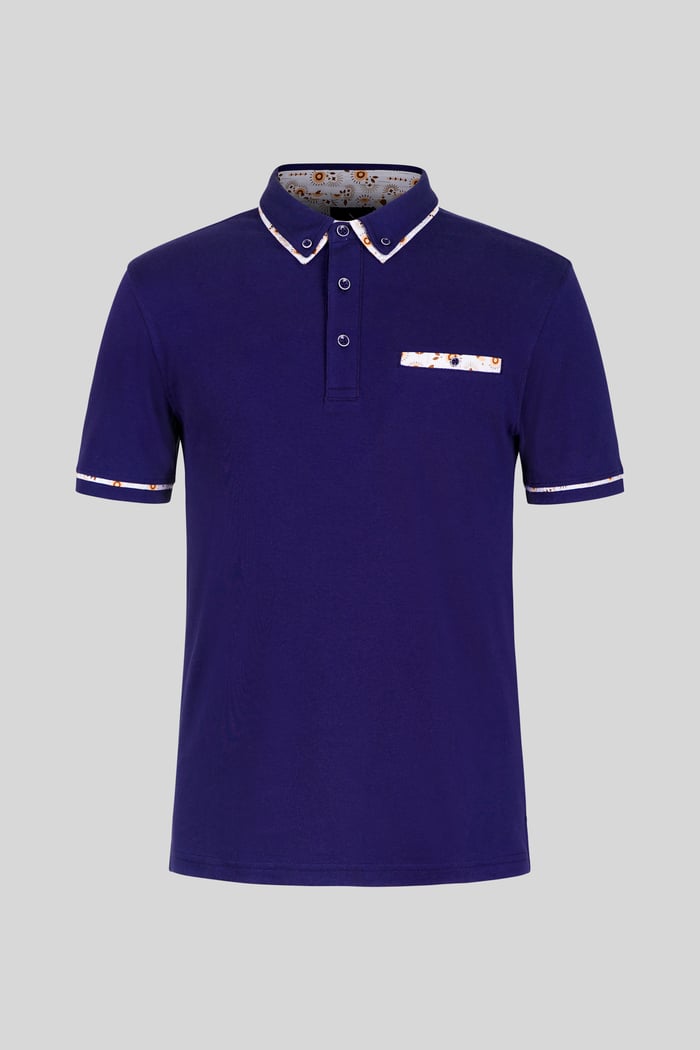 Contrast Double layer collar  Short Sleeves Polo Shirt