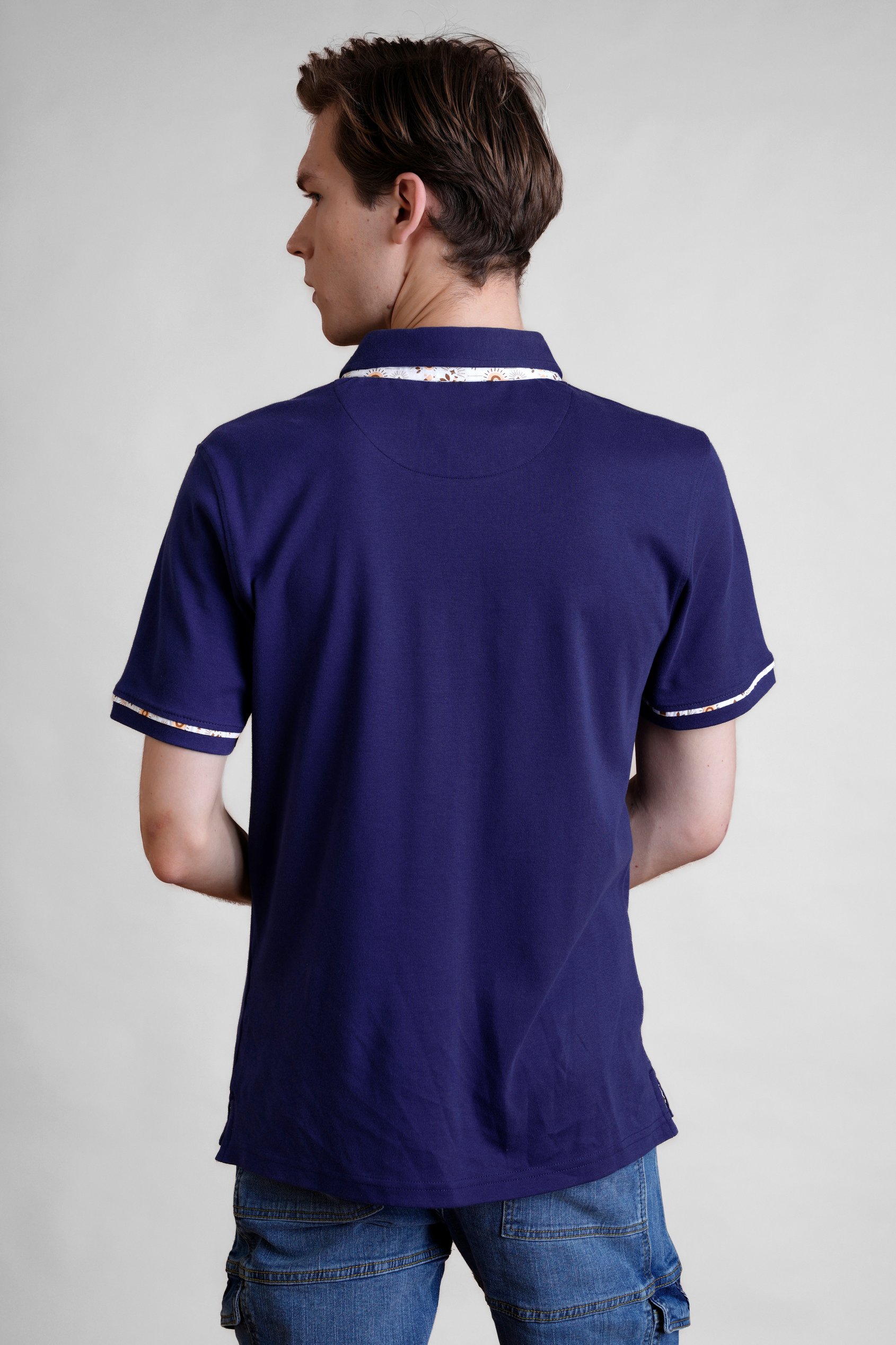 Contrast Double layer collar  Short Sleeves Polo Shirt