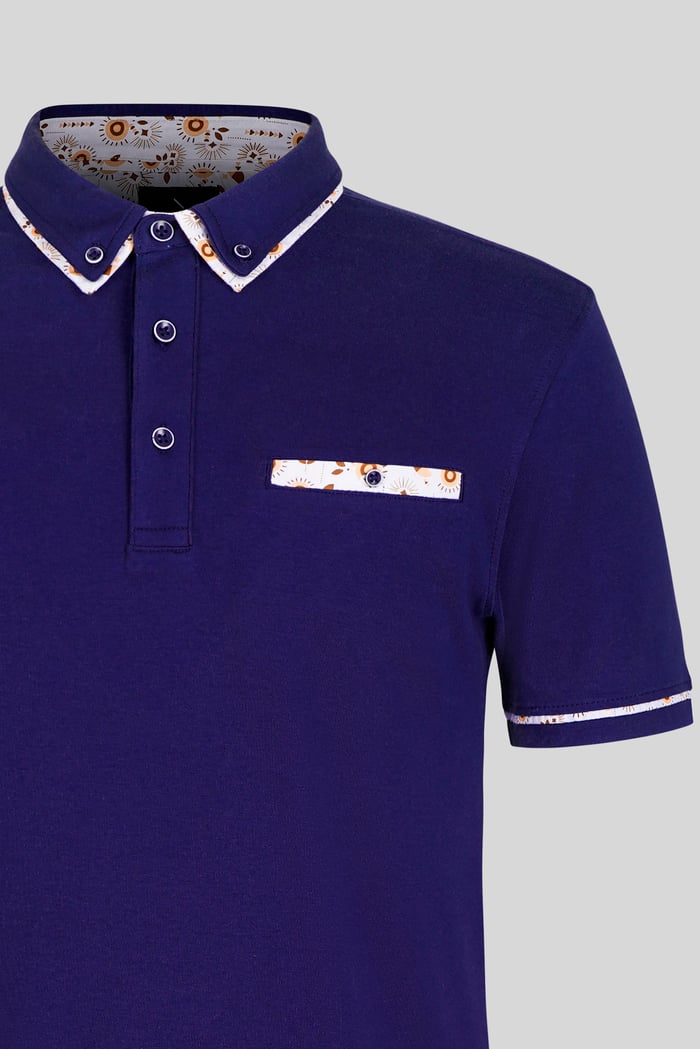 Contrast Double layer collar  Short Sleeves Polo Shirt