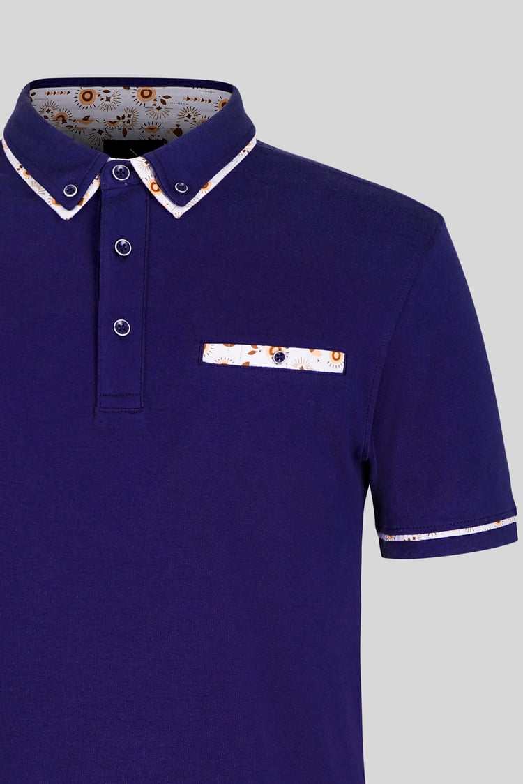 Contrast Double layer collar  Short Sleeves Polo Shirt