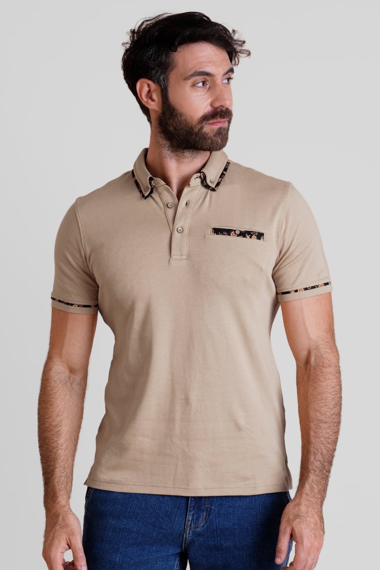 Contrast Double layer collar  Short Sleeves Polo Shirt